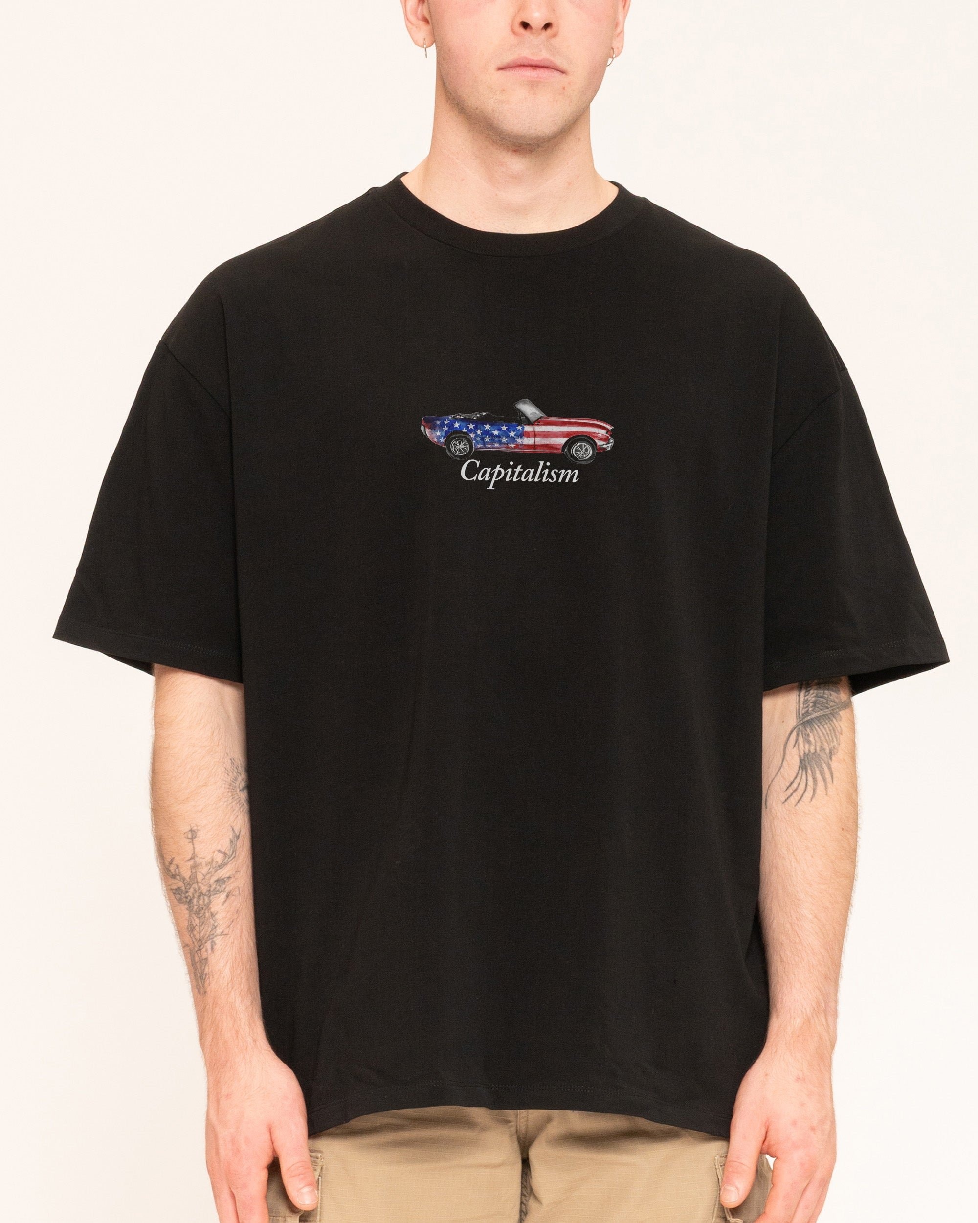 Capitalism Oversized Graphic Tee - Unisex 90s Boxy Fit 100% Combed Cotton